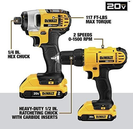 DEWALT 20V MAX Power Tool Combo Kit, 10 - Tool Cordless Power Tool Set with 2 Batteries and Charger (DCK1020D2) - Ezonesglobal - Buy at Wine Coolers Online