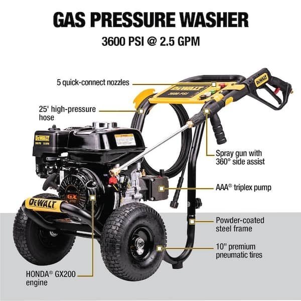 DeWalt 3600 psi 2.5 GPM Cold Water Gas Professional Pressure Washer with Honda GX200 Engine - Ezonesglobal - Buy at Wine Coolers Online