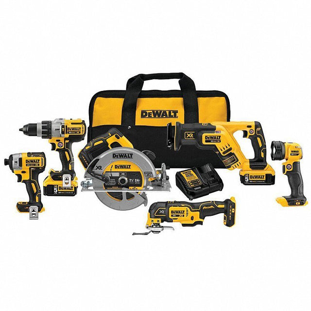 DEWALT Cordless Tool Combination Kit: 6 Tools, 20 V DC Volt, Battery Included, 20V MAX* XR®, 31AC52 - Ezonesglobal - Buy at Wine Coolers Online