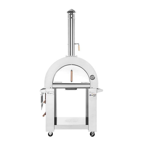 Empava PG06 Outdoor Wood Fired Pizza Oven Stainless Steel Red with Wheels and Accessories - Ezonesglobal - Buy at Wine Coolers Online