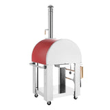 Empava PG06 Outdoor Wood Fired Pizza Oven Stainless Steel Red with Wheels and Accessories - Ezonesglobal - Buy at Wine Coolers Online
