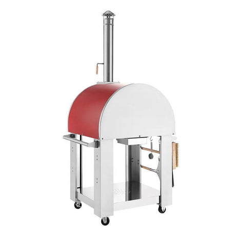 Empava PG06 Outdoor Wood Fired Pizza Oven Stainless Steel Red with Wheels and Accessories - Ezonesglobal - Buy at Wine Coolers Online