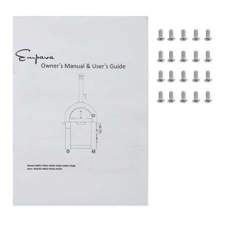 Empava PG06 Outdoor Wood Fired Pizza Oven Stainless Steel Red with Wheels and Accessories - Ezonesglobal - Buy at Wine Coolers Online