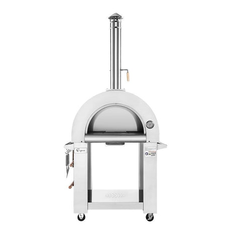 Empava PG06 Outdoor Wood Fired Pizza Oven Stainless Steel Red with Wheels and Accessories - Ezonesglobal - Buy at Wine Coolers Online