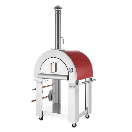 Empava PG06 Outdoor Wood Fired Pizza Oven Stainless Steel Red with Wheels and Accessories - Ezonesglobal - Buy at Wine Coolers Online