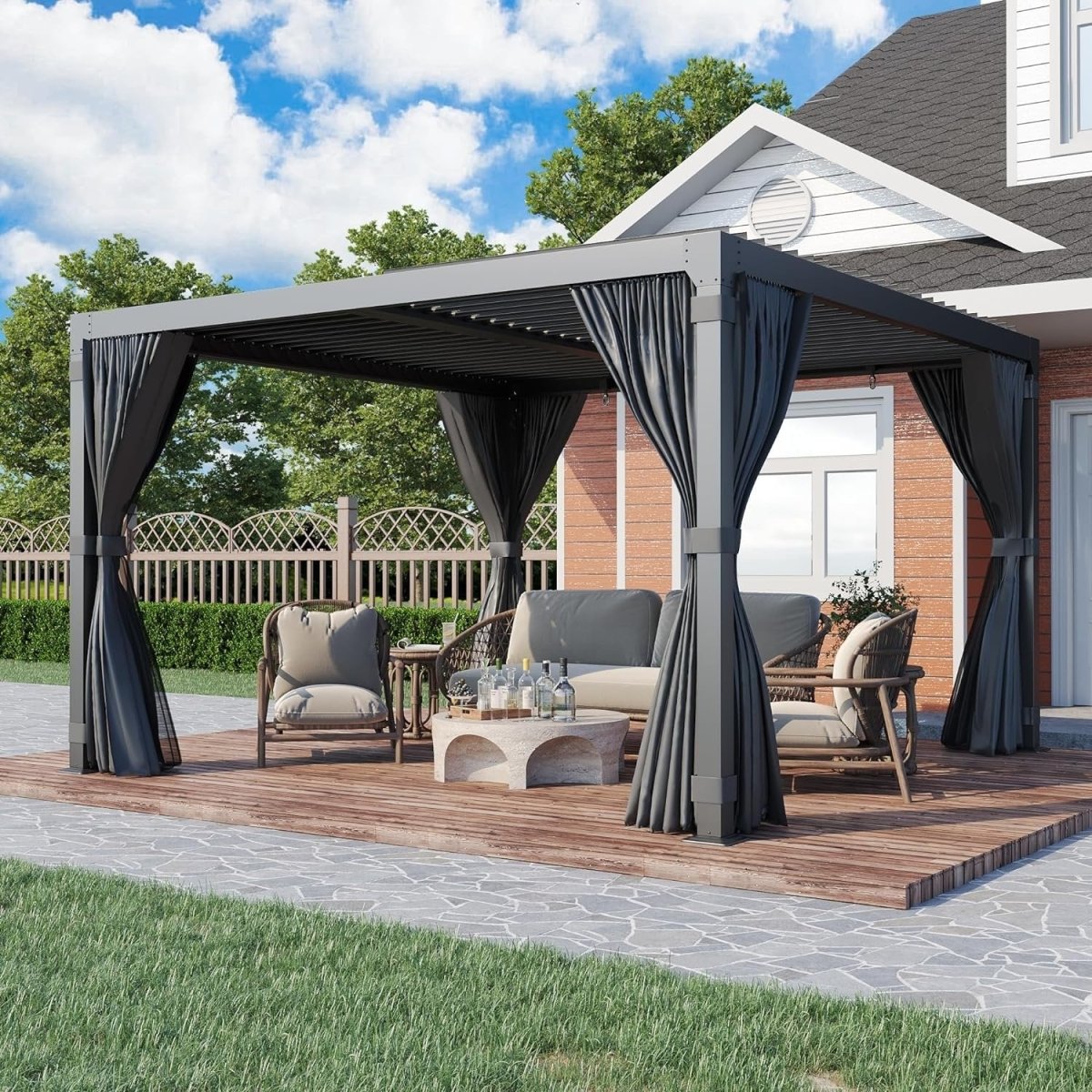 EROMMY 10 ft. W x 10 ft. D Outdoor Louvered Pergola - Ezonesglobal - Buy at Wine Coolers Online