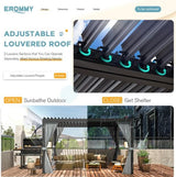 EROMMY 10 ft. W x 10 ft. D Outdoor Louvered Pergola - Ezonesglobal - Buy at Wine Coolers Online