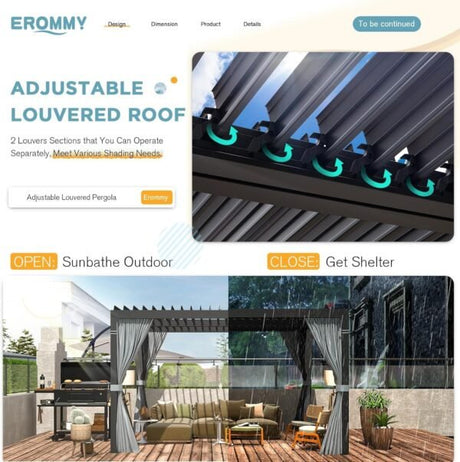 EROMMY 10 ft. W x 10 ft. D Outdoor Louvered Pergola - Ezonesglobal - Buy at Wine Coolers Online
