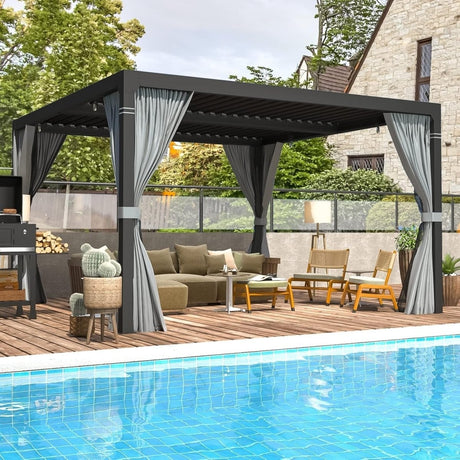 EROMMY 10 ft. W x 10 ft. D Outdoor Louvered Pergola - Ezonesglobal - Buy at Wine Coolers Online