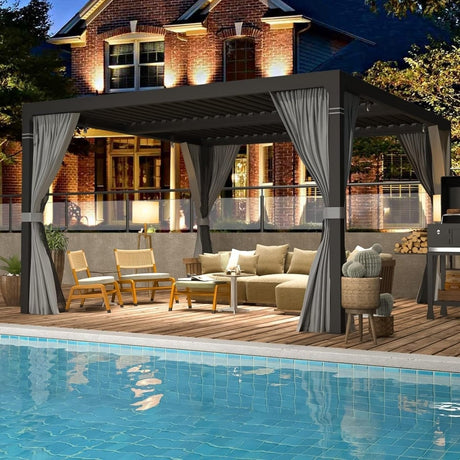 EROMMY 10 ft. W x 10 ft. D Outdoor Louvered Pergola - Ezonesglobal - Buy at Wine Coolers Online