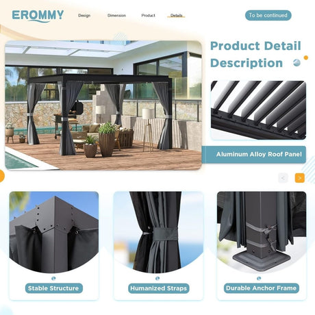 EROMMY 10 ft. W x 10 ft. D Outdoor Louvered Pergola - Ezonesglobal - Buy at Wine Coolers Online