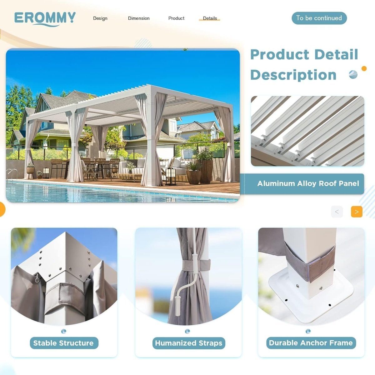 Erommy Outdoor Louvered Pergola Gazebo with Adjustable Aluminum Rainproof Roof - Ezonesglobal - Buy at Wine Coolers Online