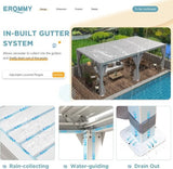 Erommy Outdoor Louvered Pergola Gazebo with Adjustable Aluminum Rainproof Roof - Ezonesglobal - Buy at Wine Coolers Online