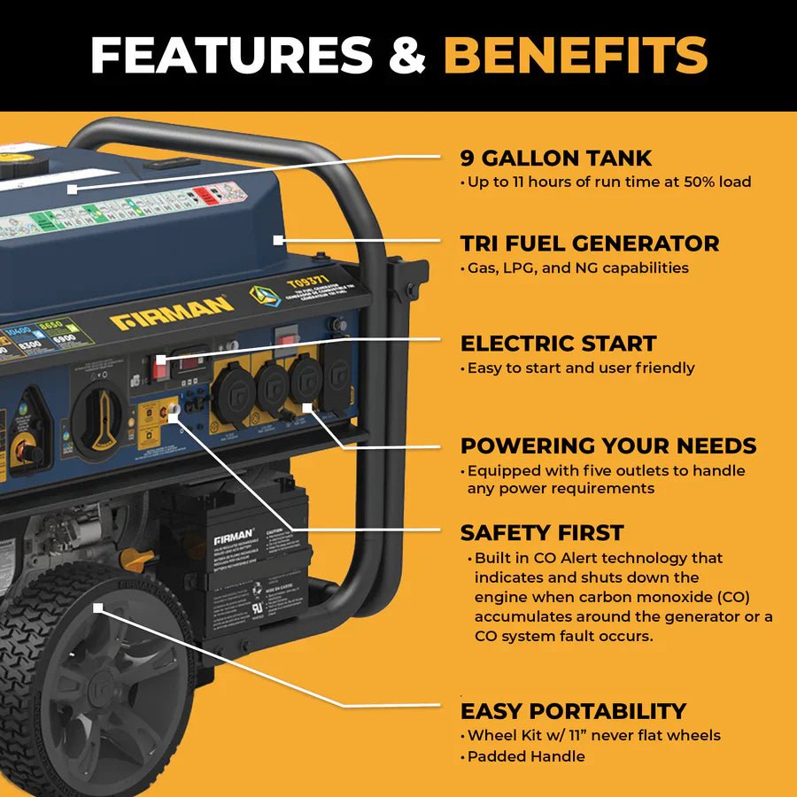 Firman 11600W Tri Fuel Portable Generator - Ezonesglobal - Buy at Wine Coolers Online