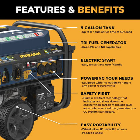 Firman 11600W Tri Fuel Portable Generator - Ezonesglobal - Buy at Wine Coolers Online