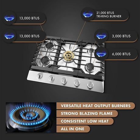 Fotile 30″ Tri - Ring Gas Cooktop GLS30501 - Ezonesglobal - Buy at Wine Coolers Online