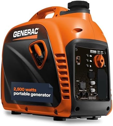 Generac 8251 GP2500i 2,500 - Watt Gas Powered Portable Inverter Generator – Compact and Lightweight Design – Produces Clean, Stable Power – COsense Technology – CARB Compliant – Orange/Black - Ezonesglobal - Buy at Wine Coolers Online