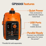 Generac 8251 GP2500i 2,500 - Watt Gas Powered Portable Inverter Generator – Compact and Lightweight Design – Produces Clean, Stable Power – COsense Technology – CARB Compliant – Orange/Black - Ezonesglobal - Buy at Wine Coolers Online