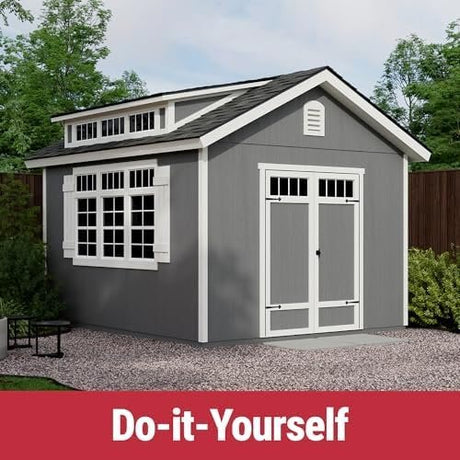 Handy Home Products Windemere 10×12 Do - it - Yourself Wooden Storage Shed with Floor, Beige - Ezonesglobal - Buy at Wine Coolers Online