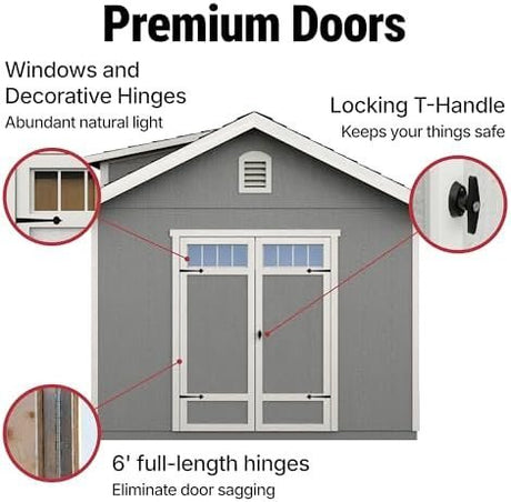 Handy Home Products Windemere 10×12 Do - it - Yourself Wooden Storage Shed with Floor, Beige - Ezonesglobal - Buy at Wine Coolers Online