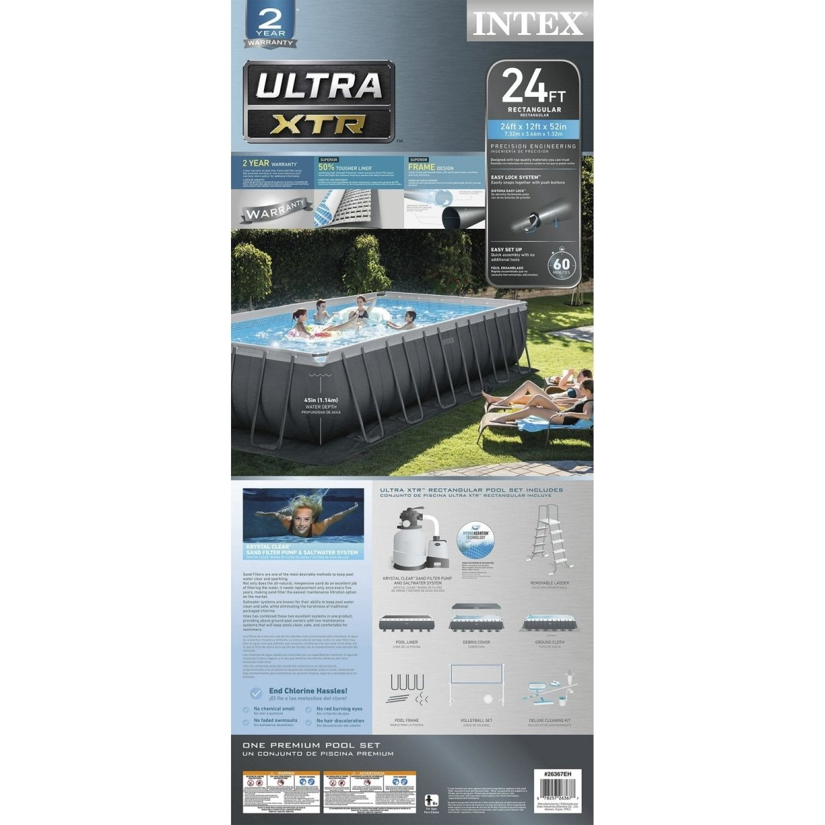 Intex 24′ x 12′ x 52″ Ultra XTR Rectangular Frame Swimming Pool Set + Pump - Ezonesglobal - Buy at Wine Coolers Online