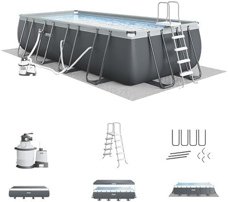 INTEX 26363EH Ultra XTR Deluxe Rectangular Above Ground Swimming Pool Set: 24ft x 12ft x 52in – Includes 2100 GPH Sand Filter Pump – Easy Assembly - Ezonesglobal - Buy at Wine Coolers Online