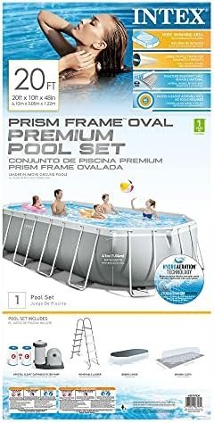 INTEX 26797EH Prism Frame Premium Oval Above Ground Swimming Pool Set: 20ft x 10ft x 48in – Includes 1500 GPH Cartridge Filter Pump – Removable Ladder – Pool Cover – Ground Cloth - Ezonesglobal - Buy at Wine Coolers Online