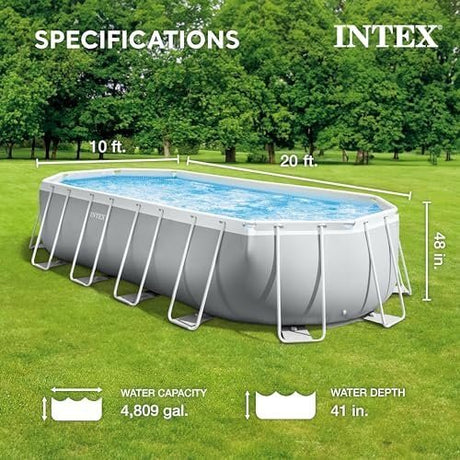 INTEX 26797EH Prism Frame Premium Oval Above Ground Swimming Pool Set: 20ft x 10ft x 48in – Includes 1500 GPH Cartridge Filter Pump – Removable Ladder – Pool Cover – Ground Cloth - Ezonesglobal - Buy at Wine Coolers Online