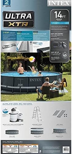 Intex Ultra XTR Frame 14′ x 42″ Round Above Ground Outdoor Swimming Pool Set with Sand Filter Pump, Ladder, Ground Cloth, and Pool Cover - Ezonesglobal - Buy at Wine Coolers Online