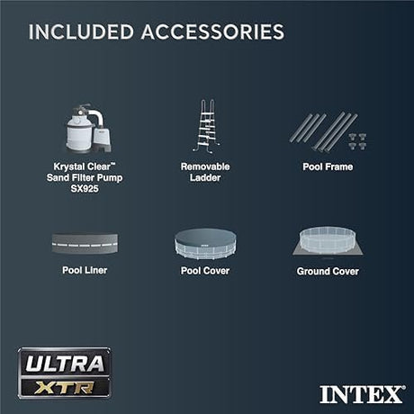 Intex Ultra XTR Frame 14′ x 42″ Round Above Ground Outdoor Swimming Pool Set with Sand Filter Pump, Ladder, Ground Cloth, and Pool Cover - Ezonesglobal - Buy at Wine Coolers Online