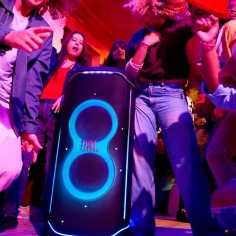 JBL Partybox Ultimate – Multi Purpose Party Speaker, with Wi - fi & Bluetooth Connectivity, Wireless, Lightshow, IPx4 Slashproof, Dual Mic & Guitar Inputs, Handle & Sturdy Wheels, Black - Ezonesglobal - Buy at Wine Coolers Online