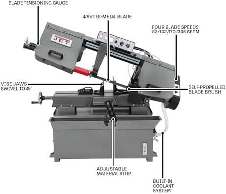 JET 9″ x 16″ Horizontal Bandsaw, 1 - 1/2 HP, 115/230V 1Ph (Model HBS - 916) - Ezonesglobal - Buy at Wine Coolers Online