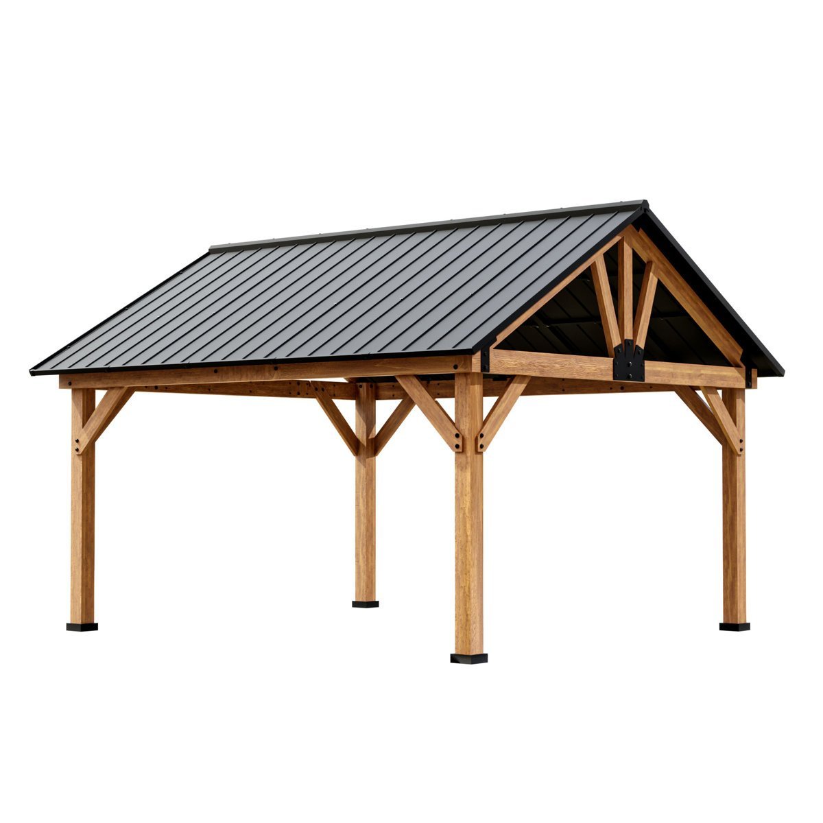 JOYSIDE 15 ft. x 13 ft. Solid Cedar Wood Outdoor Patio Hardtop Gazebo - Ezonesglobal - Buy at Wine Coolers Online