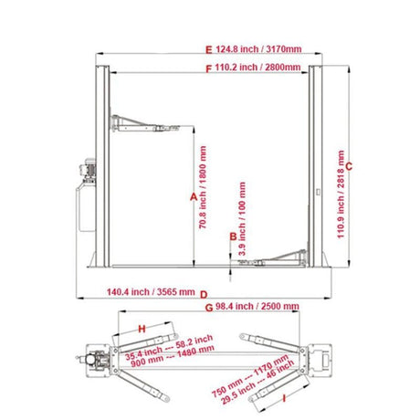 KATOOL KT - H105 Two Post Vehicle Lift 10,000 lbs Capacity - Ezonesglobal - Buy at Wine Coolers Online
