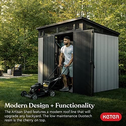 Keter Outdoor Storage Shed, for House, Patio & Yard, Plastic Resin, Artisan, 7×7 Ft, Gray - Ezonesglobal - Buy at Wine Coolers Online