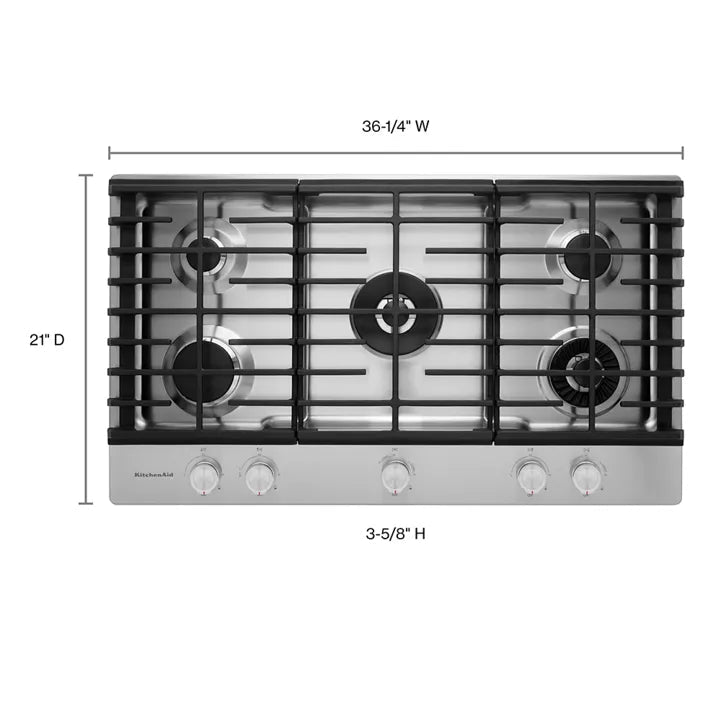 KitchenAid 36″ 5 - Burner Gas Cooktop with Griddle - Ezonesglobal - Buy at Wine Coolers Online