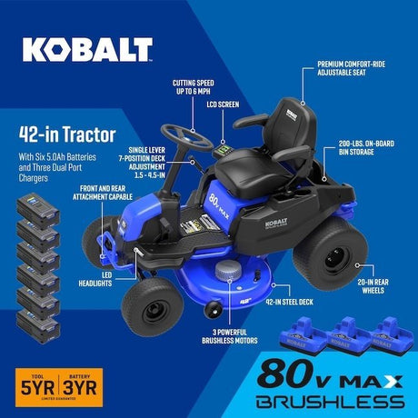 Kobalt Crossover Electric Lawn Tractor KT 5680 - 06 - Ezonesglobal - Buy at Wine Coolers Online