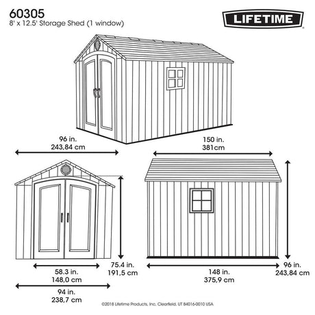 Lifetime 8 Ft. X 12.5 Ft. Outdoor Storage Shed – 60305 - Ezonesglobal - Buy at Wine Coolers Online