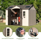 Lifetime Lockable Polyethylene Outdoor Storage Shed, 10′ x 8′, Tan & Brown (60005) - Ezonesglobal - Buy at Wine Coolers Online