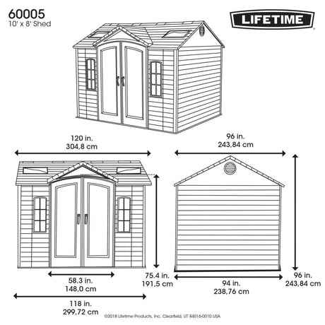 Lifetime Lockable Polyethylene Outdoor Storage Shed, 10′ x 8′, Tan & Brown (60005) - Ezonesglobal - Buy at Wine Coolers Online