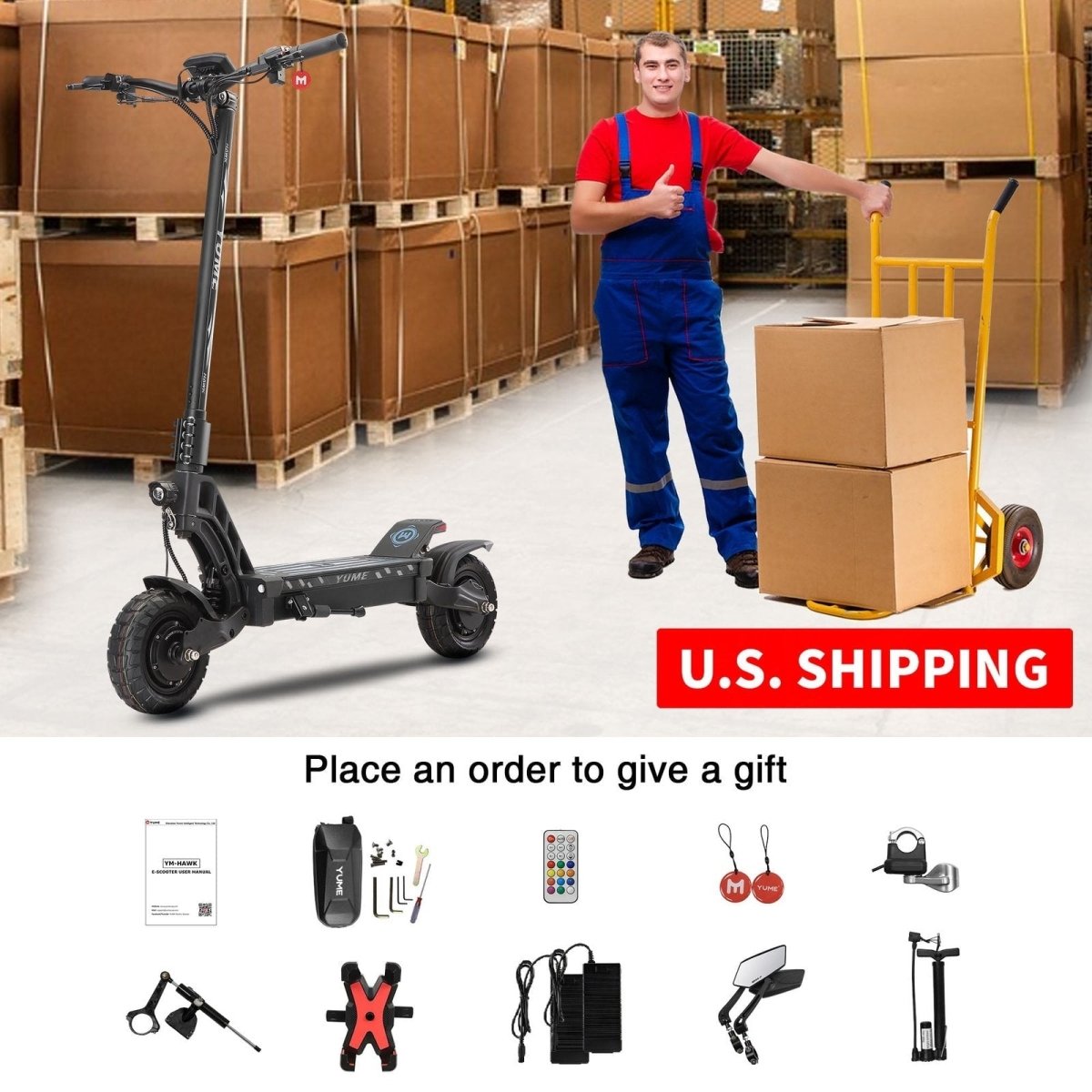 M YUME SCOOTER Hawk Dual Motor Electric Scooters for Adults 2400W 43MPH 43Miles Long Rang E - Scooter - Ezonesglobal - Buy at Wine Coolers Online