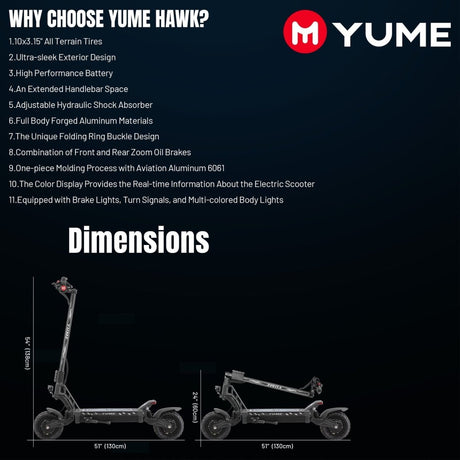 M YUME SCOOTER Hawk Dual Motor Electric Scooters for Adults 2400W 43MPH 43Miles Long Rang E - Scooter - Ezonesglobal - Buy at Wine Coolers Online