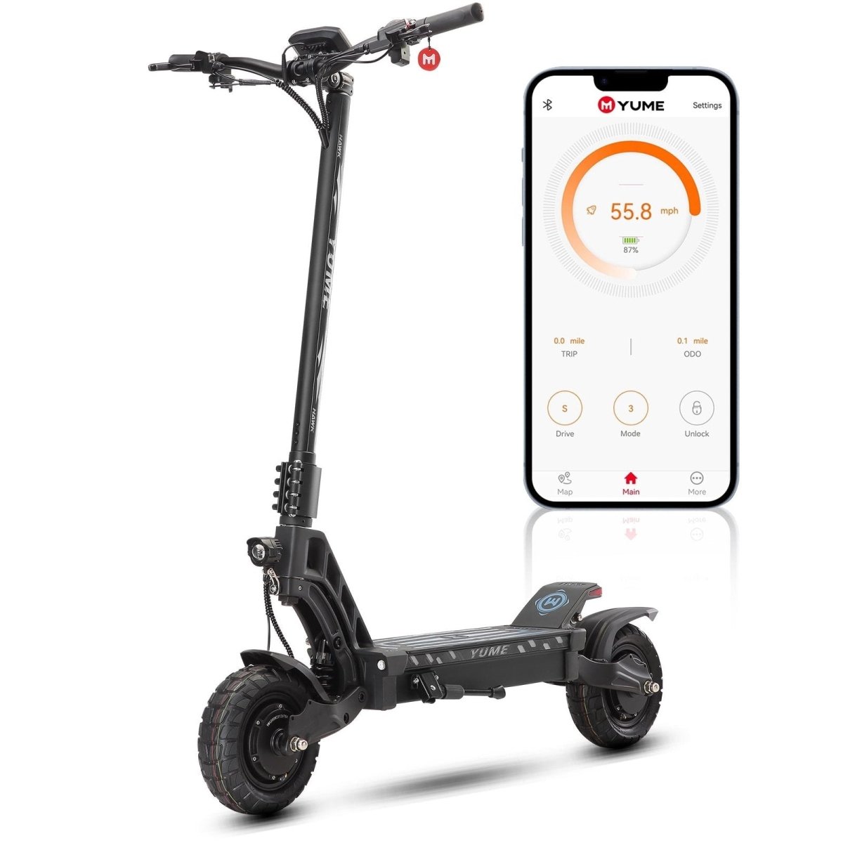 M YUME SCOOTER Hawk Dual Motor Electric Scooters for Adults 2400W 43MPH 43Miles Long Rang E - Scooter - Ezonesglobal - Buy at Wine Coolers Online