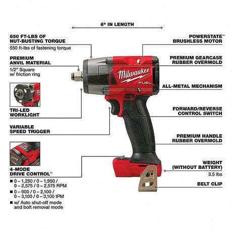 MILWAUKEE Cordless Tool Combination Kit: 7 Tools, 18 V DC Volt, Battery Included, M18 FUEL™, M18™ - Ezonesglobal - Buy at Wine Coolers Online