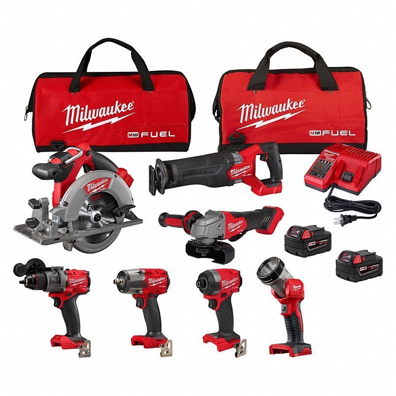 MILWAUKEE Cordless Tool Combination Kit: 7 Tools, 18 V DC Volt, Battery Included, M18 FUEL™, M18™ - Ezonesglobal - Buy at Wine Coolers Online