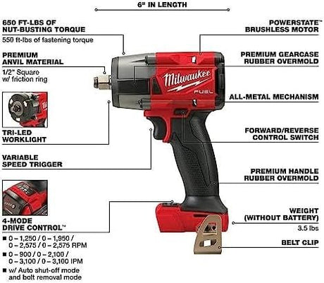 Milwaukee M18 FUEL 18V Lithium - Ion Brushless Cordless Combo Kit with Two 5.0 Ah Batteries, 1 Charger, 2 Tool Bags (7 - Tool) - Ezonesglobal - Buy at Wine Coolers Online