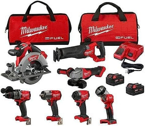Milwaukee M18 FUEL 18V Lithium - Ion Brushless Cordless Combo Kit with Two 5.0 Ah Batteries, 1 Charger, 2 Tool Bags (7 - Tool) - Ezonesglobal - Buy at Wine Coolers Online