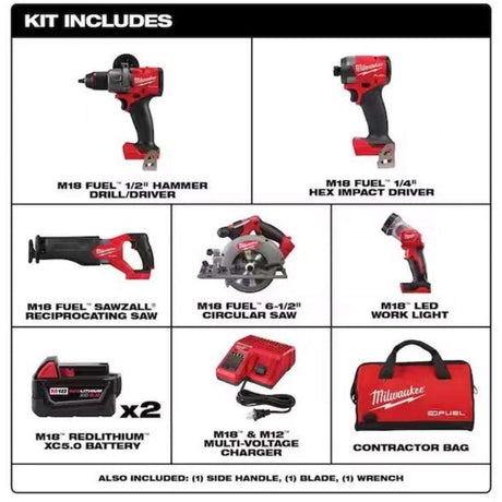 Milwaukee M18 FUEL Cordless Brushless 5 Tool Combo Kit - Ezonesglobal - Buy at Wine Coolers Online