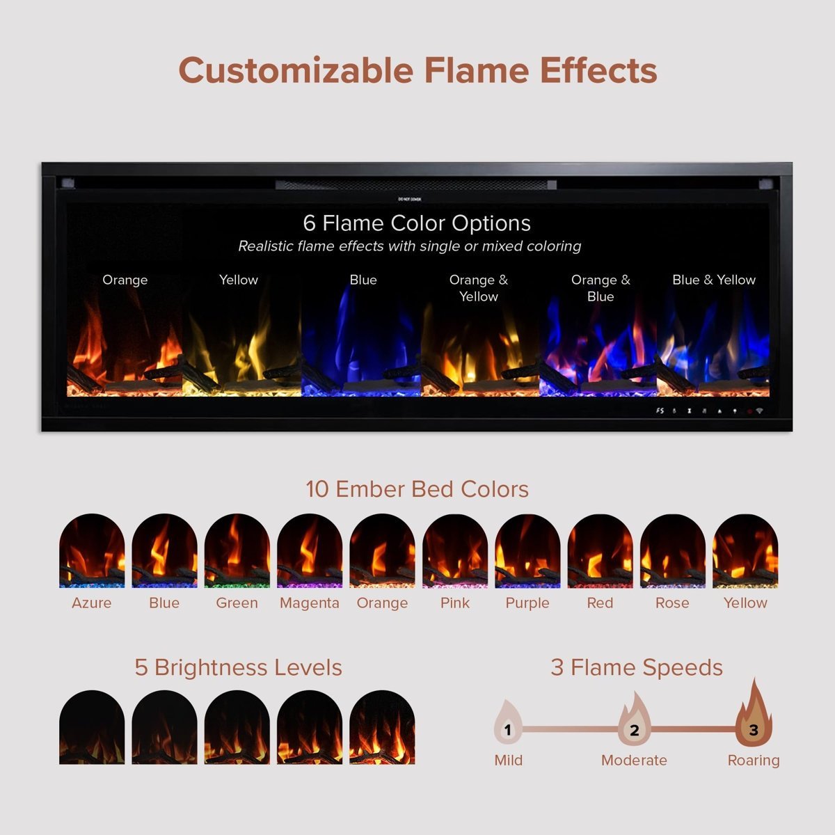 Modern Ember Aerus 50 - in Smart Linear Electric Fireplace - Ezonesglobal - Buy at Wine Coolers Online