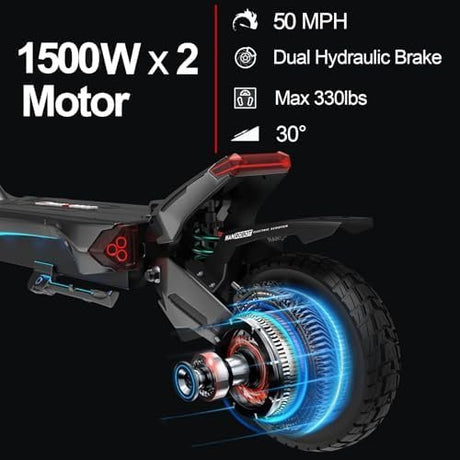 NANROBOT Electric Scooter Adults 50mph Dual Motor Electric Scooter with Suspension 80Miles Range Fast Sports Escooter Folding 10″ Off Road Tires 330LBS Max Load Complies with UL2272 Certification - Ezonesglobal - Buy at Wine Coolers Online